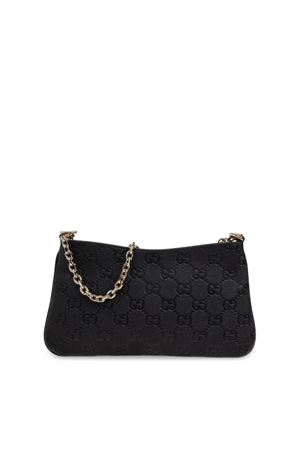 ★GUCCI★ 815277 GG EMBLEM ハンドバック GG Emblem medium shoulder bag in black leather | GUCCI® US